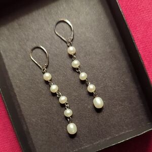 Elegant Silver Pearl Drop Earrings